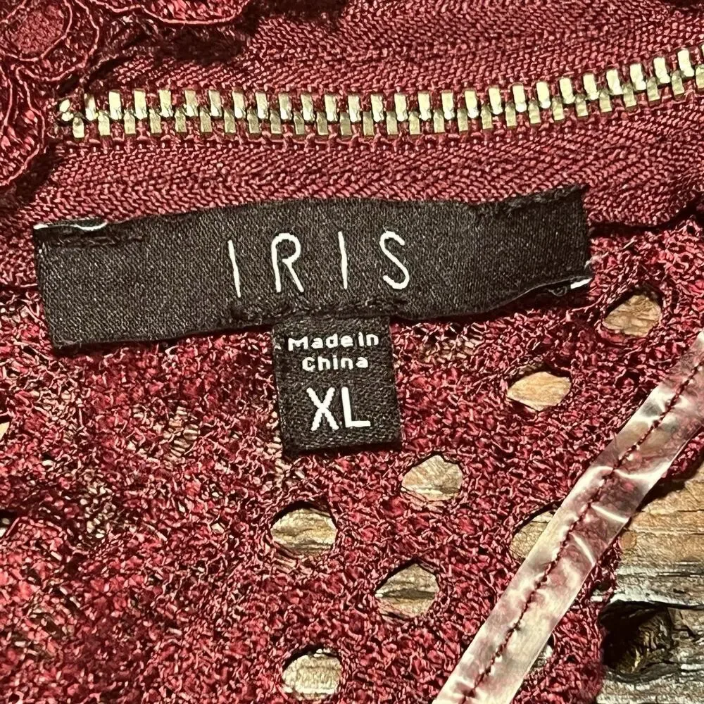 Y2K Whimsigoth Burgundy Slip Dress Sheer Lace Dark Fairy Romantic Witchy Vamp XL - Picture 11 of 16